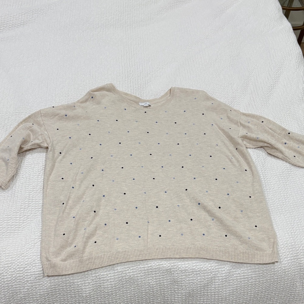J Jill Beige Polka Dot Sweater - Picture 2 of 6